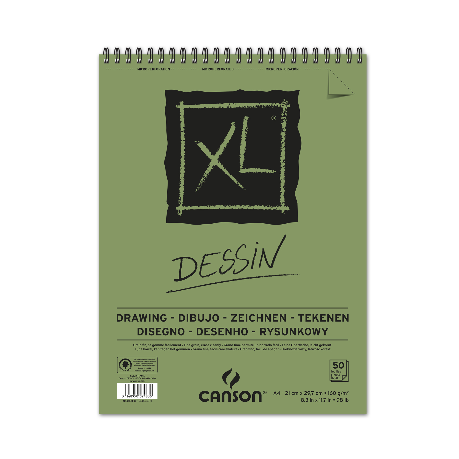 Canson XL Drawing 160G Album spiraled short side 50 sheets A4